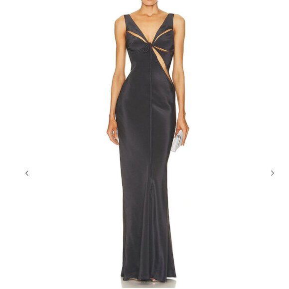 NWT Christopher Esber Triquetra Contoured Tank Dress in Charcoal size 6 - Picture 1 of 11